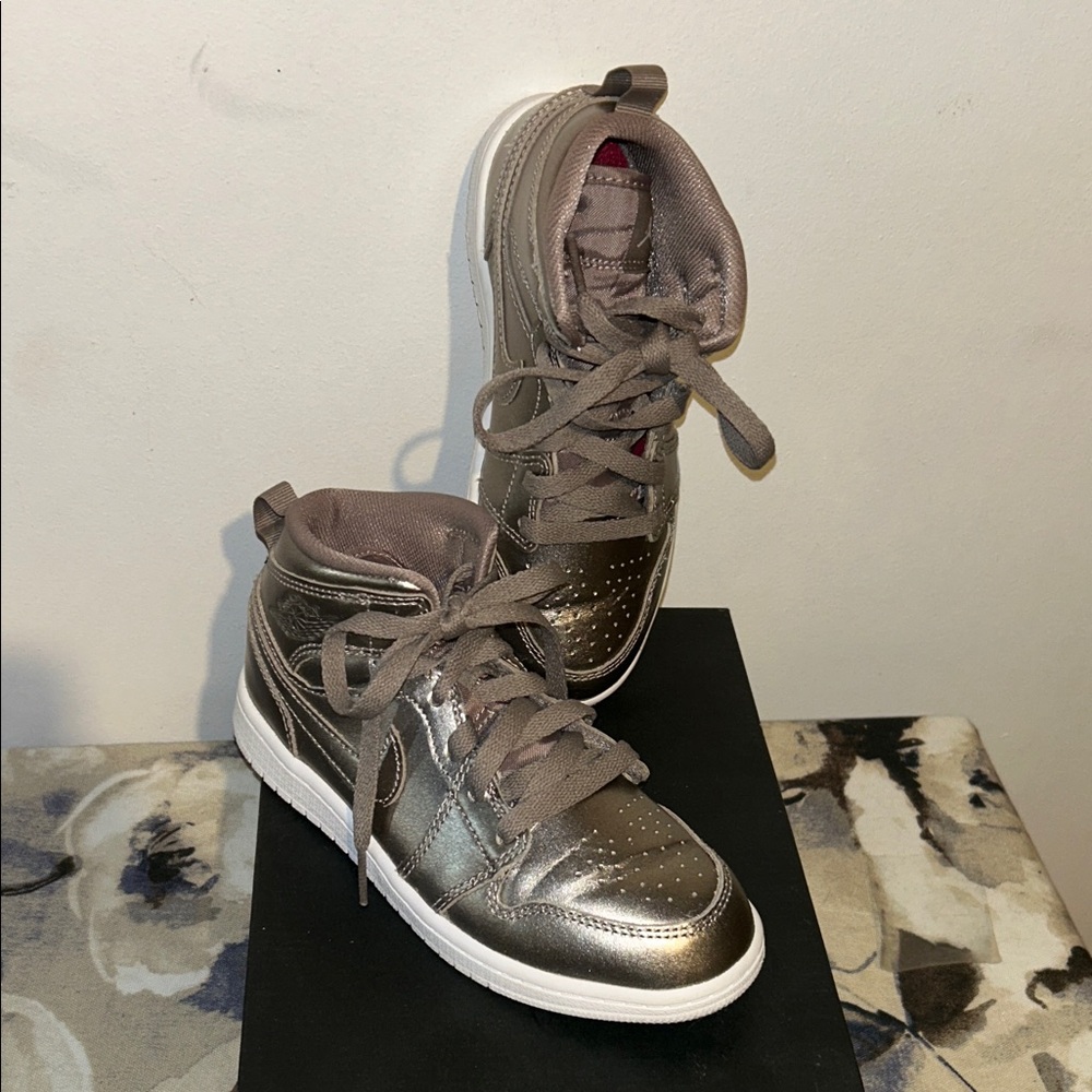 Jordan Kids Metallic Silver Sneakers